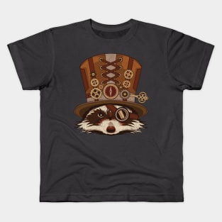 Steampunk Animal Raccoon Vintage Art Gift Kids T-Shirt